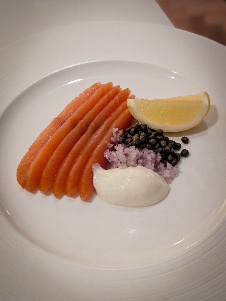 Scottish smoked salmon starter at Ondine Oyster & Grill St Andrews.